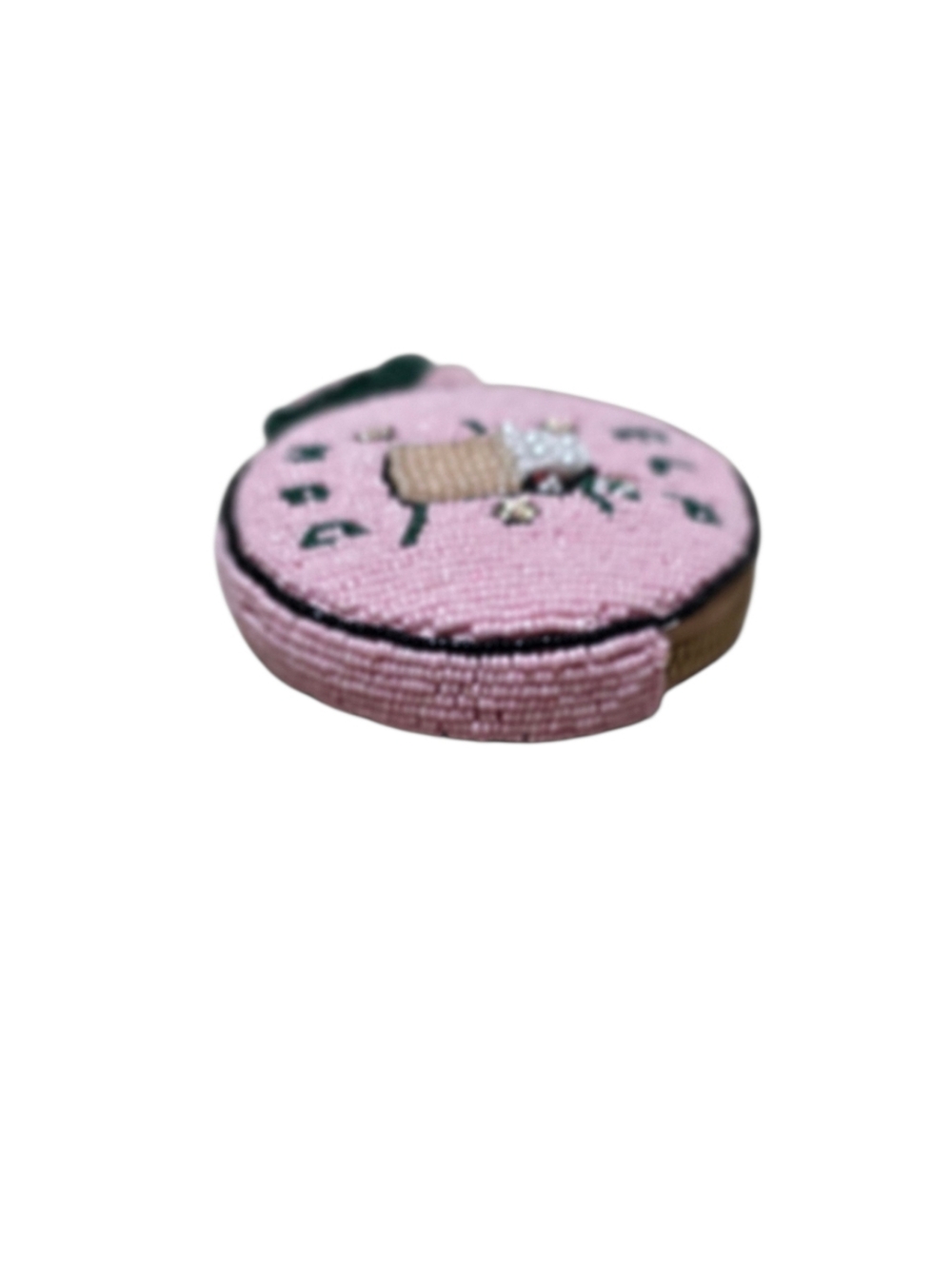 NWT Anthropolgie Nephthys Illustrated Elf Nog Beaded Round Coin Purse - Picture 5 of 9